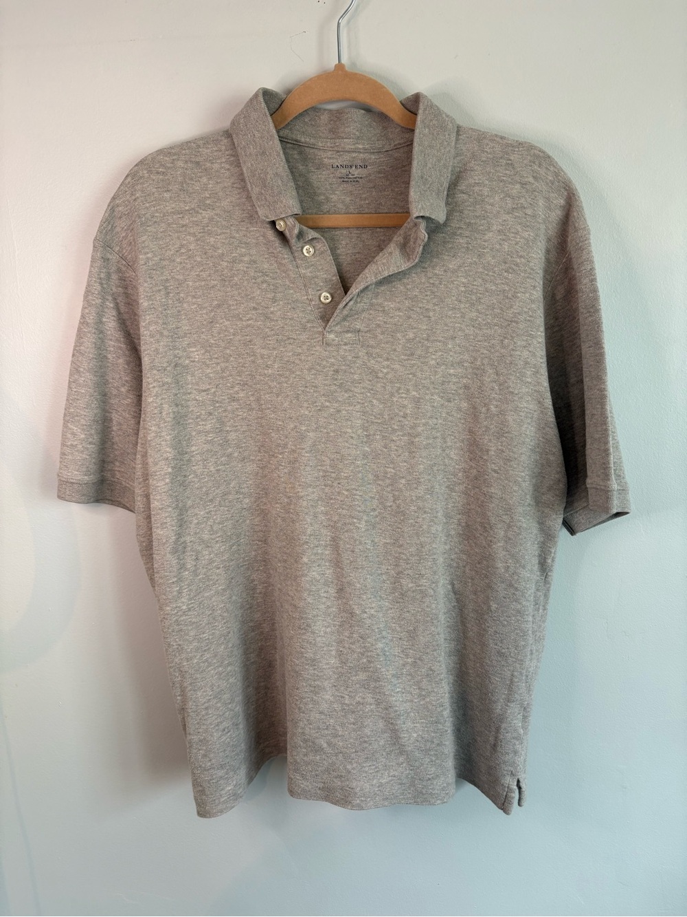 Lands' End Heather Gray Polo Shirt